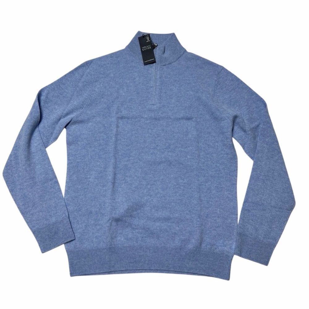 Christian Lacroix Men’s 100% 2-Ply Cashmere Half-Zip Sweater Baby Blue Sz. S NWT